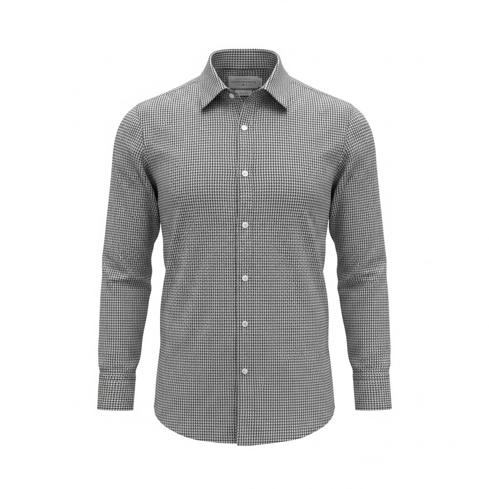 Mizzen+Main Spinnaker Navy White Gingham Trim Fit Performance Shirt Mens Large - Picture 2 of 12